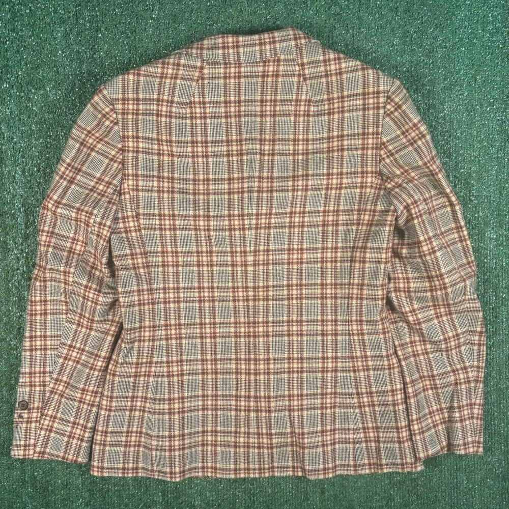 Pendleton Blazer Womens 14 Brown Red Plaid Vintage 60s Wool Fair Moth Holes - Picture 3 of 8